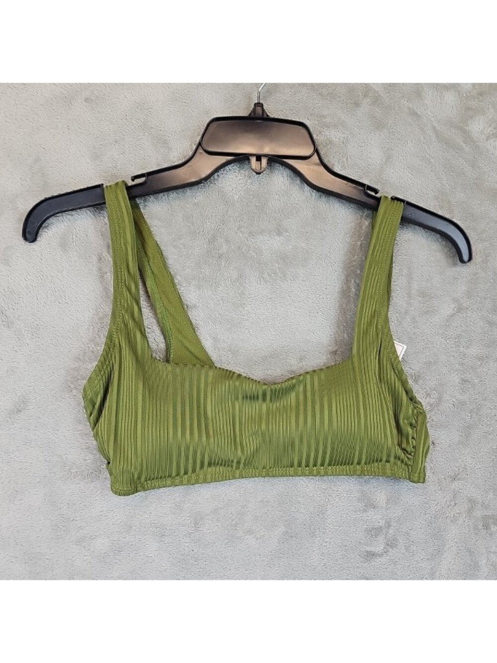 Salt & Cove Bikini Top Womens S Green Ribbed Bralette Wide Strap Swimwear